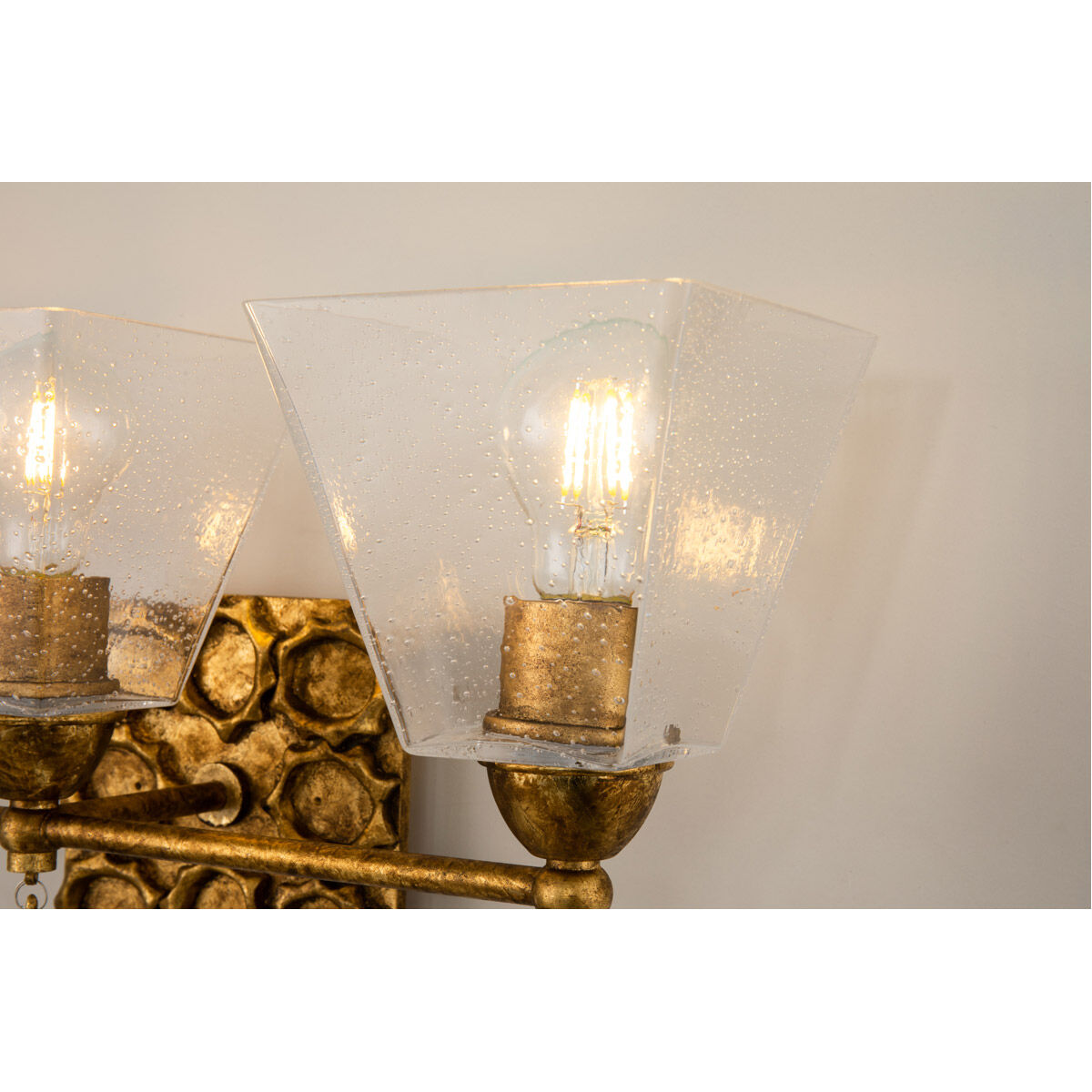 Star 3 Light 22 inch Gold leaf Bath Light Wall Light in Gold Leaf with Antique